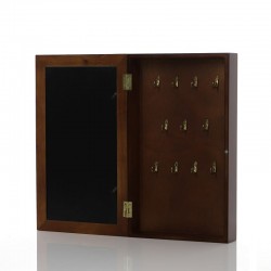 ProCart® Kulcstartó doboz, fotókkal testreszabható, 11 fém kampó, barna fa, falra szerelhető, 23x39,5x6,5 cm