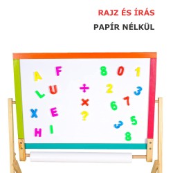 ProCart® gyermek írótábla, 2 az 1-ben, mágneses és krétával, 60x40 cm, ábécé és óra, papírtekercs