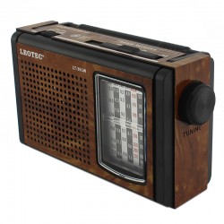 Leotec FM-AM hordozható rádió, retro stílusú, 7 rádiósáv, aljzat vagy elem