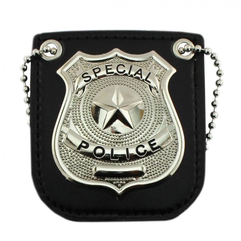 ProCart® rendőrségi jelvény, ökobőr tartó, levehető zsinór, valósághű megjelenés