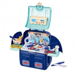 PROCART Orvosi készlet gyerekeknek, 14 tartozék, kék hátizsák doboz, 36,5x34x13 cm