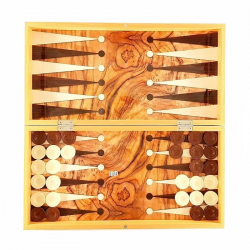 PROCART Lakkozott fából készült táblajáték, társasjáték, 30 darab és 2 kocka, 48x48 cm