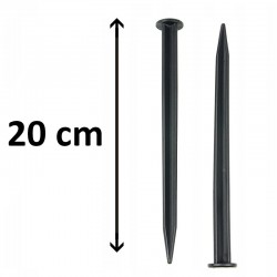 Műanyag csapszegek gyepleválasztó rögzítéséhez, hossza 20 cm, fekete