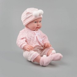 Játékbaba 45 cm, 4 kiegészítővel, rózsaszín ruhák