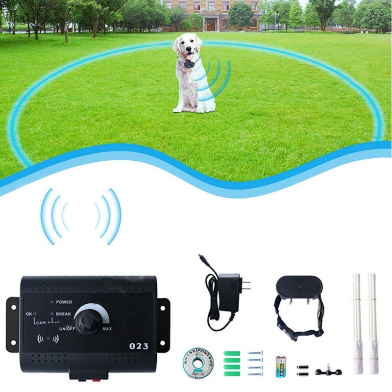 Elektromos kerítés készlet kutyáknak, nyakörv hangjelzéssel, 300 méter kábel, 6V-os akkumulátor tápegységgel