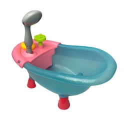 Interaktív játékbaba, 35 cm-es,  vizet iszik, pisil, 12 hang, 14 tartozék, bölcső, kisszék, fürdőkád