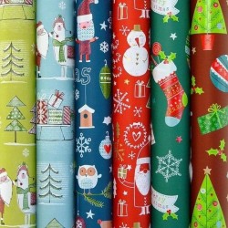 Dekoratív karácsonyi ajándékcsomagolópapír, tekercs 70x200 cm, különböző mintákban