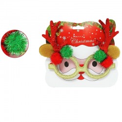 Karácsonyi szemüveg, rénszarvas agancs mintás, vicces design, 17 x 12 cm, több színű