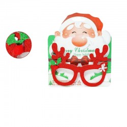 Karácsonyi party szemüveg, rénszarvas agancs, 15 x 10 cm, piros