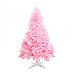 Procart Karácsonyi műfenyő, rózsaszín színű, 180 cm magas, fehér állvánnyal