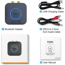 Bluetooth 5.0 audio vevő, Hi-Fi 3D Surround hang, aptX HD/ aptX-LL, Dual Link