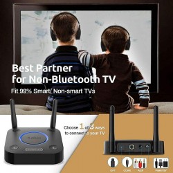 Bluetooth 5.2 TV adó, Dual Link, optikus/koaxiális, aptX HD és aptX-LL