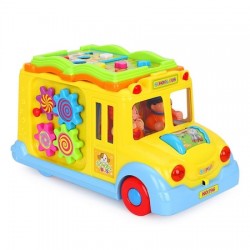 Interaktív játékbusz gyerekeknek, dalok, állathangok, műanyag, szines