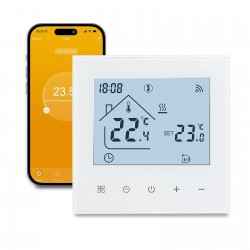WiFi digitális termosztát, Android, iOS okostelefon vezérlés, LCD érintőképernyős kijelző, programozható
