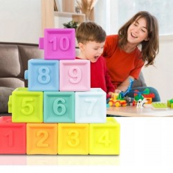 Érzékelő gyermekkockák, puha szilikon, többszínű, 5,3 x 6,5 cm, 10 darabos készlet