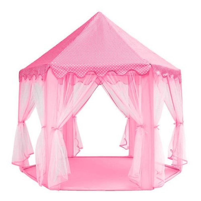 Procart Gyermek játszósátor, hercegnői kastély, összecsukható, 6 bejárat, 135x140 cm, rózsaszínű