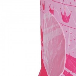 Kastély játszósátor, pöttyös és koszorús mintás, 105x135 cm, tárolózsák, rózsaszínű