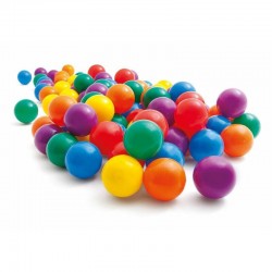 Többszínű műanyag labdák, 100 darabos készlet, 5,5 cm átmérőjű, játszótérre, sátorba vagy medencébe.