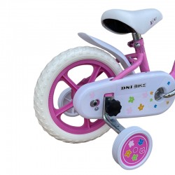 Procart Gyerek kerékpár, 12 hüvelykes pótkerék, bevásárlókosár, V-fékrendszer, rózsaszín fehér