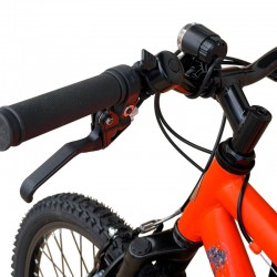MTB kerékpár 20 hüvelykes, acél váz, felfüggesztés, V-Brake fékek, 6 sebességes, narancssárga színű