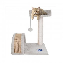 Multifunkcionális játékkészlet macskáknak, 2 szint, szizál kötél, magasság 50 cm, szürke