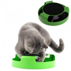 Interaktív játék macskáknak, körhinta plüss egérrel, állvány szőnyeggel