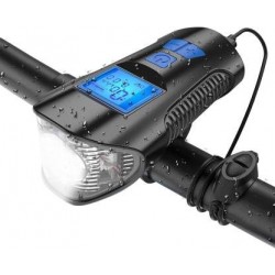 Kerékpár fényszóró és hátsó lámpa készlet, LED-es fény, 4 világítási mód, microUSB, IPX7, 1500mAh