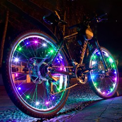 Dekoratív kerékpárlámpák, 20 színes LED, 2 világítási mód, 2 m kábel