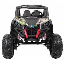 Masinuta electrica Buggy SuperStar 4x4, 4 motoare, 2 locuri, roti spuma EVA, Bluetooth, Army