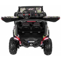 Masinuta electrica Buggy SuperStar 4x4, 4 motoare, 2 locuri, roti spuma EVA, Bluetooth, Army