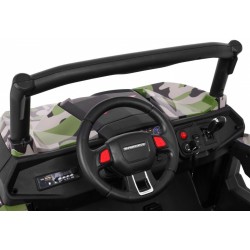 Masinuta electrica Buggy SuperStar 4x4, 4 motoare, 2 locuri, roti spuma EVA, Bluetooth, Army