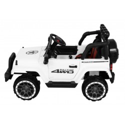 Masinuta electrica 4x4, roti spuma EVA 2 locuri, alb