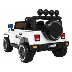 Masinuta electrica 4x4, roti spuma EVA 2 locuri, alb