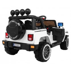 Masinuta electrica 4x4, roti spuma EVA 2 locuri, alb