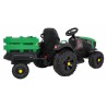 Tractor electric Titanium cu remorca, roti spuma EVA, 2 motoare, verde
