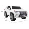 Masinuta electrica LEXUS LX570, 4 motoare, 2 locuri, roti spuma EVA, Panoul tactil mod SPORT, alb