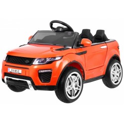 Masinuta electrica Range Rover, 12V, roti spuma EVA, 2 locuri, lumini LED, MP3, AUX, 103x63x58 cm, portocaliu