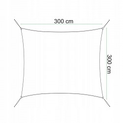 UV-védő napvitorla, 3x3 m napernyő, négyzet alakú, vízálló anyagból, fehér színű