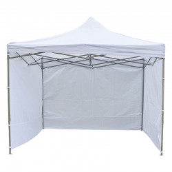 Procart Kerti sátor, quick tent 3 oldalfal, méret 3x3x3 m, állítható magasságú, acél váz, fehér