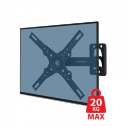 Fali TV konzol, fali tartó, állítható 12-50 hüvelyk, max 20 kg, 360 fokos forgathatóság, fekete színű