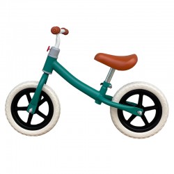 Pedál nélküli kerékpár, egyensúlyi, 11 hüvelykes kerekek, állítható kormány és nyereg, acél váz, türkizkék színű