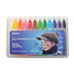 Arcfestő ceruza készlet gyerekeknek, 12 színű arcfestő, rendezvényekre, tárolódobozban
