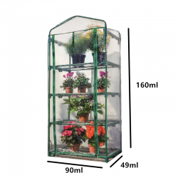 Procart Mini kerti üvegház, 4 szintes, cipzáras gördülőajtó, PVC fólia, 160x69x49 cm