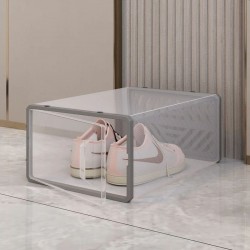 10 db-os cipőtároló doboz készlet, könnyen egymásra rakható, fedéllel zárható, átlátszó műanyag