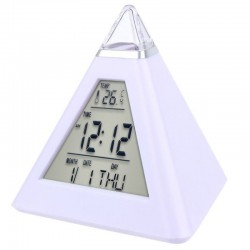 Digitális ébresztőóra, piramis alakú, több színű LED, 8 dal, hőmérséklet, idő és dátum