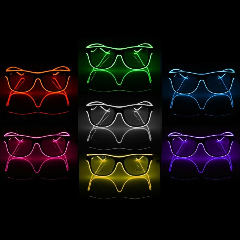 El Wire világító szemüveg, 3 irányú megvilágítás, különböző színekben, inverterrel