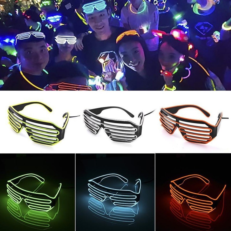 El Wire világító szemüveg, 3 világítási mód, party és fesztivál tartozék, akkumulátoros inverter