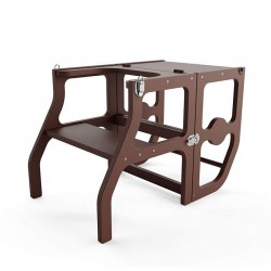 Procart Tantorony gyermekeknek, összecsukható, átalakítható 2 az 1-ben szék és asztal, tanulótorony fából, barna szín