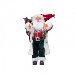 Procart Mikulás figura, karácsonyi dekoráció, ajándéktáskával és koszorúval, 45 cm