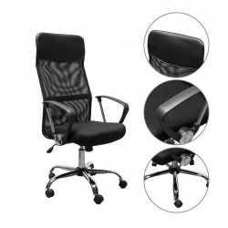 Procart Ergonomikus irodai szék, vezetői szék, magas háttámlával, állítható magasságú, dönthető üléssel, fekete színű